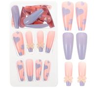 DOITOOL 48pcs False Nails Girl Manicure Fake Nail Tips Wearable Art Design Supplies Pp Material Lovely and Fashionable Look for Women Daily Use