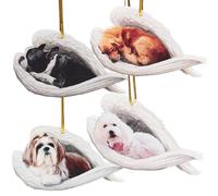 DOITOOL 4pcs Adorable Dog Key Charm Set with Delicate Acrylic Puppy Pattern Pendants Lightweight Hanging Accessories for Bags and Keys, for Holiday Dinners and Parties