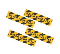 DOITOOL 4pcs Anti-slip Warning Sign Stickers for Stairs and Floors Pet Abrasive Safety Tape with High Visibility Watch Your Step Design Caution Wet Floor Decals for Home and Workplace