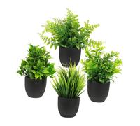DOITOOL 4Pcs Artificial Bonsai in Black Pots Lifelike Faux Potted Plants for Indoor Home Office Bathroom Decor Simulated Small Plant with Realistic Appearance and Stable Materials