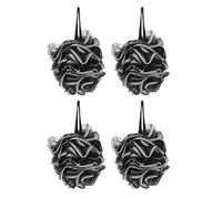 DOITOOL 4pcs Black Large Bath Loofah Sponge Made of Pe and Nylon, Wear-Resistant Shower Puff with Hanging Storage for Convenient Bathing and Gentle Skin Exfoliation