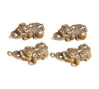 DOITOOL 4pcs Brass Mythical Beast Keychain Set, Vintage Copper Fortune Pendant Couple Key Rings with Left Right Facing Charms, Small Decorative DIY Car Key Accessories for Wealth and Luck