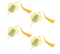 DOITOOL 4Pcs Buddhist Metal Bookmarks with Golden Tassels Vintage Chinese Style Office Supplies for Graduation Zodiac Ox Tiger Patron Saints Reading Accessories