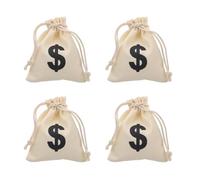 DOITOOL 4pcs Canvas Drawstring Bags Money Symbol Pouch for Party Candy Storage Coin Bag Small Snack Holder for Birthday Wedding Celebration