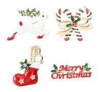 DOITOOL 4pcs Cartoon Elk Christmas Brooch Set for Xmas Party Featuring Plastic and Metal Materials to Stand and Create A Festive Atmosphere, for Taking Photos and Clothes Decoration