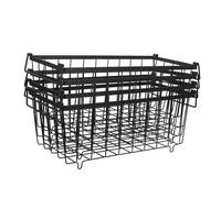DOITOOL 4pcs Chest Freezer Organizer Bins: Metal Freezer Wire Basket Kitchen Pantry Organization With Handles - Wire Refrigerator Basket For Food Vegetables Fruits