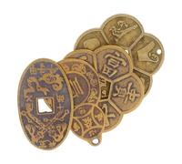 DOITOOL 4pcs Chinese Feng Shui Brass Coins for Wealth and Positive Energy, Delicate Multi-function Craft Coins with Intricate Patterns and Golden Finish, Wall Hangings and Decorative