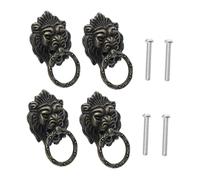DOITOOL 4pcs Chinese Style Wardrobe Handles Lion Head Design Vintage Cabinet Pulls Zinc Alloy Drawer Knobs Antique Bronze Finish Easy Install