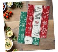 DOITOOL 4pcs Christmas Linen Placemats Red Green Snowflake Prints Holiday Table Mats for Dining Protection Easy-clean Xmas Decor