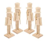 DOITOOL 4pcs Cm Large Unfinished Wooden Nutcracker Soldier Figurine Smooth Flat Surface, Beige Wood Material for Christmas Family DIY Painting Sessions and Creative Acrylic Paint Projects