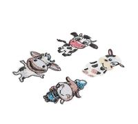DOITOOL 4pcs Cute Cow Patches DIY Cartoon Applique for Clothes Bags Hats Shoes Embroidered Animal Stickers to Cover and Decorate Clothing