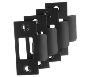 DOITOOL 4Pcs Door Lock Guide Plates Black Nickel Strike Plate Set 2.76X1.57X0.31In Flat Stud Pyramid Design for Door Latch Catch and Security Protection