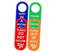 DOITOOL 4Pcs Double Sided Do Not Disturb Door Sign for Office and Hotel Premium PU Material Privacy Indicator with Red Green Easy to Install and Flip for Meeting Rooms and Home