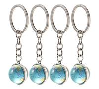 DOITOOL 4pcs Earth Globe Keychain: Miniature Planet Keyring - Zinc Alloy Key Ring Glass Globe Pendant for Travelers - Decorative Backpack Pendant - Keychain for Space Party Favors
