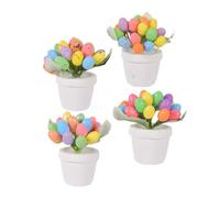 DOITOOL 4pcs Easter Egg Bonsai Garden Decor Lightweight Miniature Ornaments for Outdoor Party Table Centerpiece Festive Holiday Decoration
