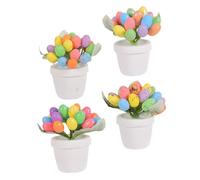 DOITOOL 4pcs Easter Egg Bonsai Ornaments Small Plant Pots Easter Party Decorations for Garden Tabletop Indoor Outdoor Party Layout