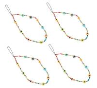 DOITOOL 4pcs Evil Eye Beaded Phone Chain Strap Cute Lanyard Wrist Strap for Phones Keychains and Accessories Bohemian Style Lost Charm Practical and Decorative for Women