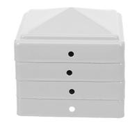 DOITOOL 4pcs Fence Post Caps: Square Iron Column Cap - Ornamental Metal Fence Post Covers for Pasture Fencing and Gate - Suitable for 100mm Tubes