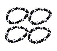 DOITOOL 4pcs Football Bead Bracelets Sports Bangle with Fade-resistant Resin Comfortable Fit for Men Soccer Players Daily Wear Sports Events Stylish Simple Design