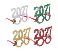 DOITOOL 4pcs Fun 2027 Plastic Party Glasses for New Year Eve Celebration, Reusable and Lightweight Photo Props Glasses for Party and Photo Booth Accessories