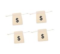 DOITOOL 4pcs Game Coins Bag Candy Pouch Canvas Drawstring Bags with Creative Letter Pattern Design Convenient Storage for Playgrounds and Small Festival