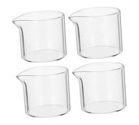 DOITOOL 4pcs Glass Creamer Pitcher, Small Glass Pitcher, Small Milk Pitcher, Mini Coffee Mug, Transparent Creamer Pitcher for Coffee Tea Syrup Milk 110ml/3.72 oz