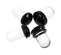 DOITOOL 4pcs Glass Piercing, Glass Gauge, Black Mushroom Single Flare Stretcher, Gradual Taper, for Pierced Ears and Cartilage, Unisex, Everyday and Special Occasions
