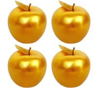 DOITOOL 4pcs Golden Artificial Apples Foam Fruit Models Vivid Detail and Fine Workmanship for Display and Artistic Uses, for Kitchen Decoration and Party Props