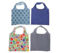 DOITOOL 4pcs Grocery Bags | Large Tote & Foldable Beach Totes - Reusable With Handles | Collapsible Cute Cloth Storage for Market Shopping Washable 33LBS 18.08x15.72 Inch