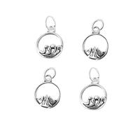 DOITOOL 4pcs Hollow Geometric Pendant Charm Diy Necklace Bracelet Silver Jewelry Making Pendant Charm for Romantic Promises Hanging Mountain and Sea Oath for Each