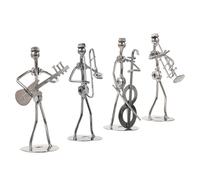 DOITOOL 4Pcs Iron Musical Figurines Bandsman Models Metal Musician Sculptures Retro Desktop Decor for Living Room Music Fans