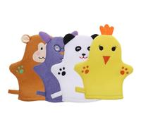 DOITOOL 4pcs Kids Bath Exfoliating Gloves Made of Polyester Soft Cartoon Animal Shape Bath Mitts for Comfortable Shower and Long-lasting Use