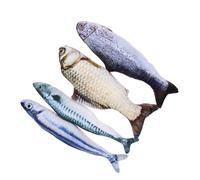 DOITOOL 4pcs Kitten Playthings Cat Teasing Creative Fish Shaped Plush 11.79x3.93x3.14inch Keep Cats Active and Happy Play for Kitten