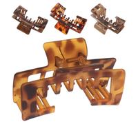 DOITOOL 4pcs Large Tortoise Shell Hair Claw Clip for Women with Non-slip Feature and Hat Compatibility, Curved Plastic Design for Low Ponytails and Lazy Buns in Glossy and Matte Leopard