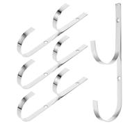 DOITOOL 4pcs Metal Pool Pole Hangers Double Hook Swimming Pool Safety Hooks for Organizing Outdoor Equipment Compatible with Surfaces Silver