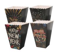 DOITOOL 4Pcs Party Snack Buckets Paper Popcorn Containers with Decorative Patterns for Movie Night Festivals Candy Snacks Favor Boxes for Home and Events