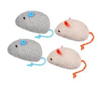 DOITOOL 4pcs Plush Cat Mouse for Indoor Cats, Sturdy Chew Mice with Catnip, Interactive Kitten Set (2 Dark Gray + 2 Beige) for Pet Play and Teething