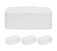 DOITOOL 4pcs Portable Wet Tissue Box Wet Wipes Box Holder Reusable Pp with Sealing Lid White Bedrooms and Bathrooms