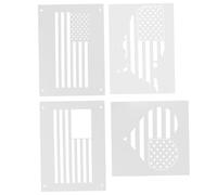 DOITOOL 4pcs Reusable American Element Wall Paint Stencil Hollowed USA Flag and Map Design Lightweight Plastic Template for Precise Spray Painting and Wall Art Decoration