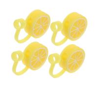 DOITOOL 4pcs Reusable Silicone Lemon Straw Toppers Dustproof Straw Caps for Tumblers and Cups Hygienic Silicone Plug Protectors for Outdoor and Home Use
