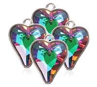 DOITOOL 4pcs Rhinestone Heart Charms for DIY Jewelry Making Creative Heart Pendants for Necklace Birthday and Handmade Crafts