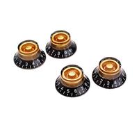 DOITOOL 4pcs round Volume Tone Control Knobs Black White Letters for Electric Guitar Replacement Parts Style