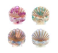 DOITOOL 4pcs Shell Claw Clips Mini Hair Styling Accessories in Assorted Colors Acetic Acid Material No Hurt to Hair for Beach Party and Everyday Use