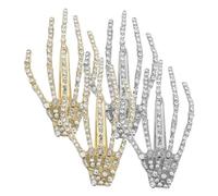 DOITOOL 4pcs Skeleton Hand Shape Barrettes Halloween Hair Clip Alloy Silver Practical for Women Halloween Entertainment Park