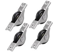 DOITOOL 4pcs Sliding Door Roller Replacement Kit Nylon Closet Door Wheels 30mm Black Plastic Steel Pulley Bearings for Cabinet Wardrobe Track