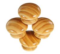 DOITOOL 4pcs Solid Wood Cabinet Handles Round Mushroom Style Furniture Pulls for Drawers Wardrobes Cupboards Single Hole Self-Tapping Screws