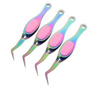 DOITOOL 4pcs Stainless Steel Precision Tweezers with Angled and Curved Tips Anti-Static ESD for Electronics Repair Jewelry Making Crafting and Laboratory Work Cross Locking Design for