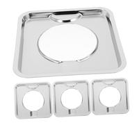 DOITOOL 4pcs Stainless Steel Stove Burner Drip Pans with Large Coverage Area and Oil Splatter Prevention Square Stove Top Covers for Gas Burners for Kitchen Use