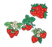 DOITOOL 4pcs Strawberry Embroidered Iron Patches for Clothes and Backpacks, Red Polyester Decorative Sew-on Applique, for DIY to Decorate and Upgrade Old or Plain Items
