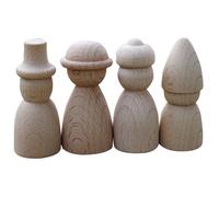 DOITOOL 4pcs Unfinished Wood Peg Dolls DIY Craft Kit Wooden Figures for Painting and Home Decoration Creative with Smooth Texture and Design